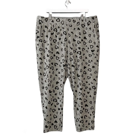 NEW BOBEAU Plus Size Brushed Lounge Slim Fitting Joggers  In Leopard Print 3X - Picture 1 of 7
